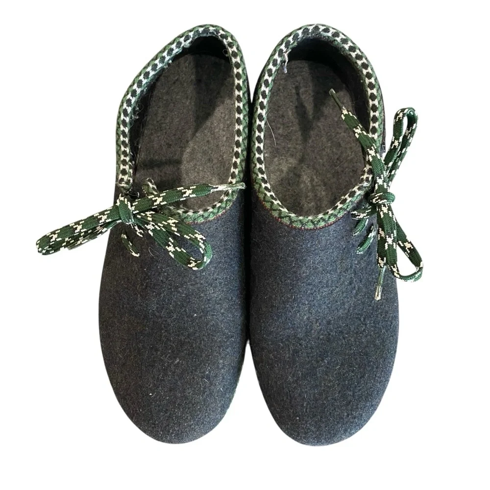Stegmann Grey Wool Clogs 9 Felt Wild N Wooly Oxford Flat Shoes - Picture 3 of 10